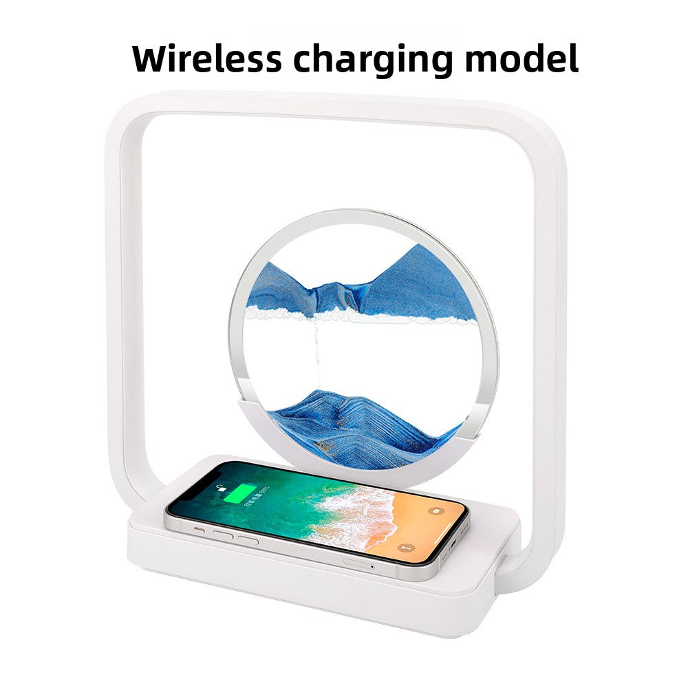 zensoullab Wireless Charging Flowing Sand Painting Table Lamp Home Living Room Bedroom Atmosphere Decorative Lamp USB Plug-in Desktop Zen Meditation Ornament Night Light