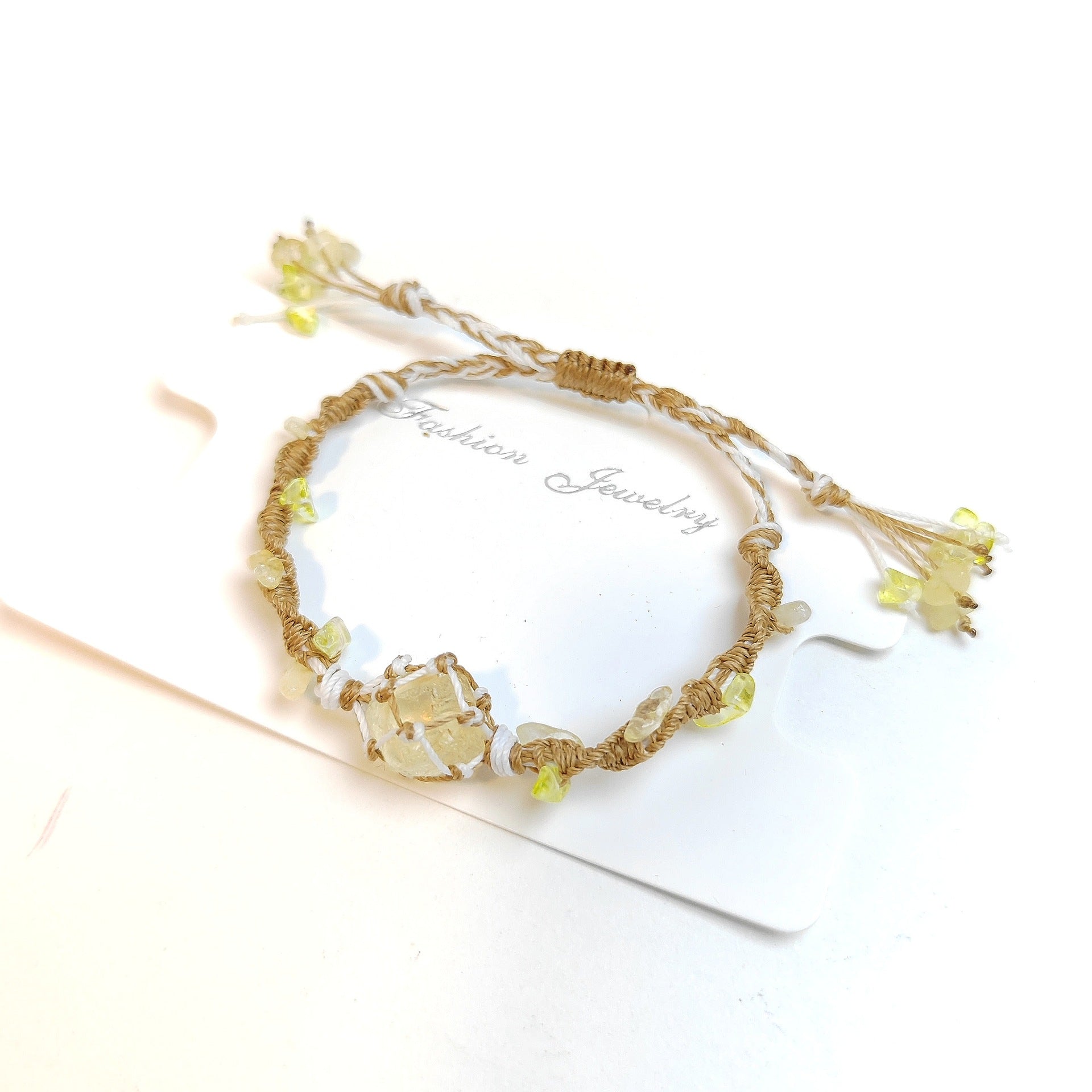 zensoullab Moonlight Catcher Hot-Selling Artificial Yellow Crystal Handmade Braided Rope Bracelet