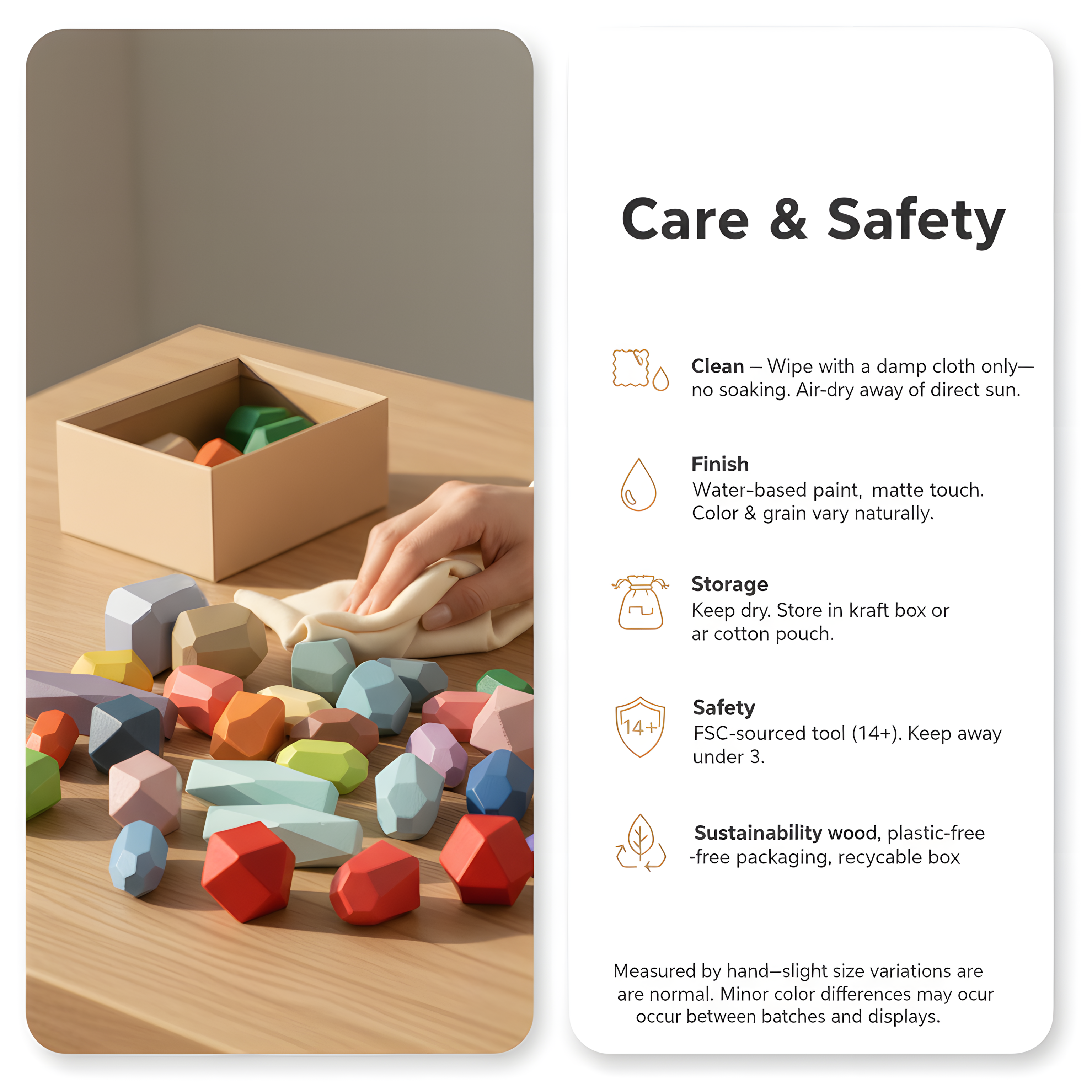 Mindful Stacking Stones – Solid Wood Zen Desk Décor | 3–10 Minute Visual Focus Practice (14+)