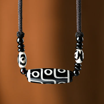 zensoullab Ethnic Style Tibetan Nine-Eyed Dzi Bead Agate Necklace for Men Versatile Sweater Chain New Chinese Style Women Retro Personality Accessories