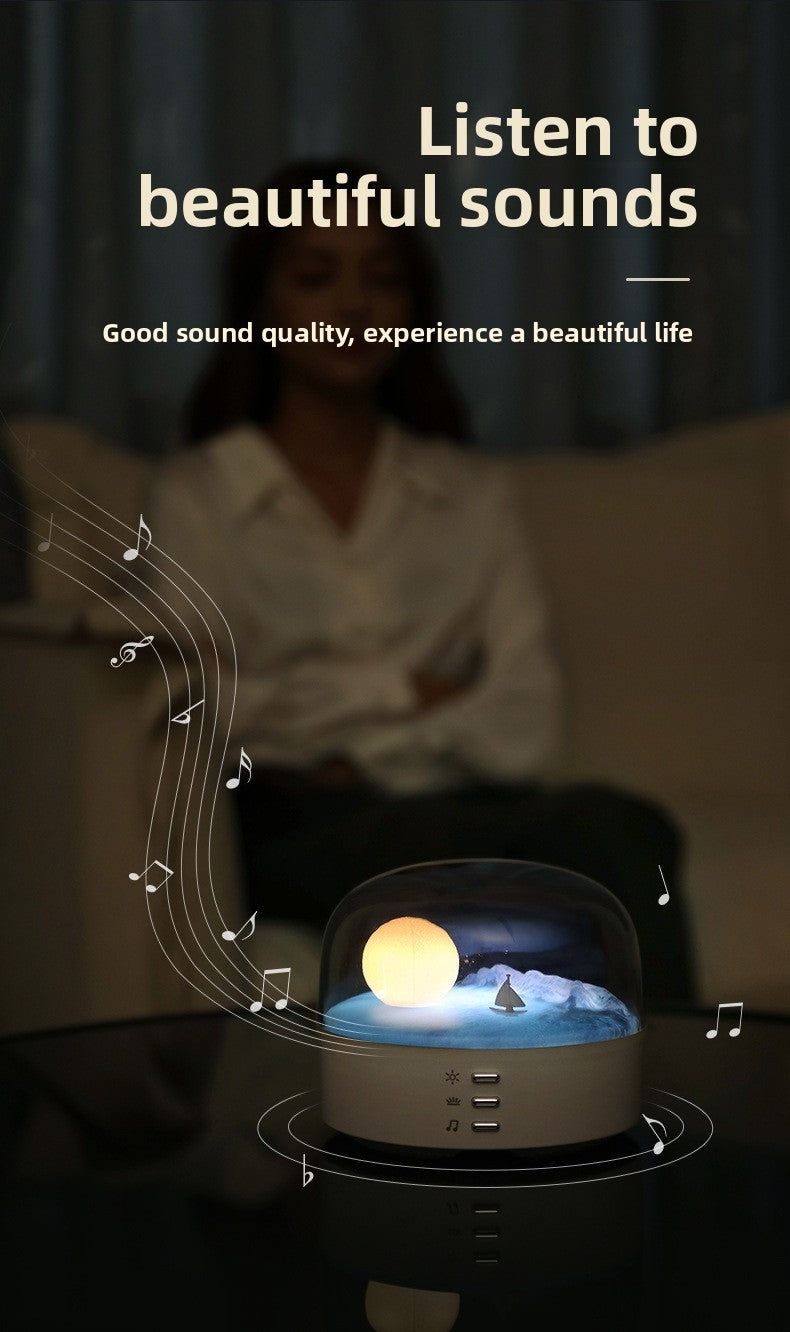 zensoullab Creative Crescent Bluetooth Speaker Night Light Multi-Functional Warm and Cool Light Bedside Stepless Dimming Minimalist Meditation Lamp