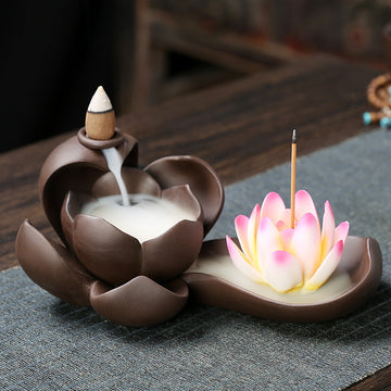 Jingchen Purple Clay Backflow Incense Burner Zen Buddha Hand Sandalwood Burner Home Indoor Aromatherapy Burner Large Incense Creative Ornament