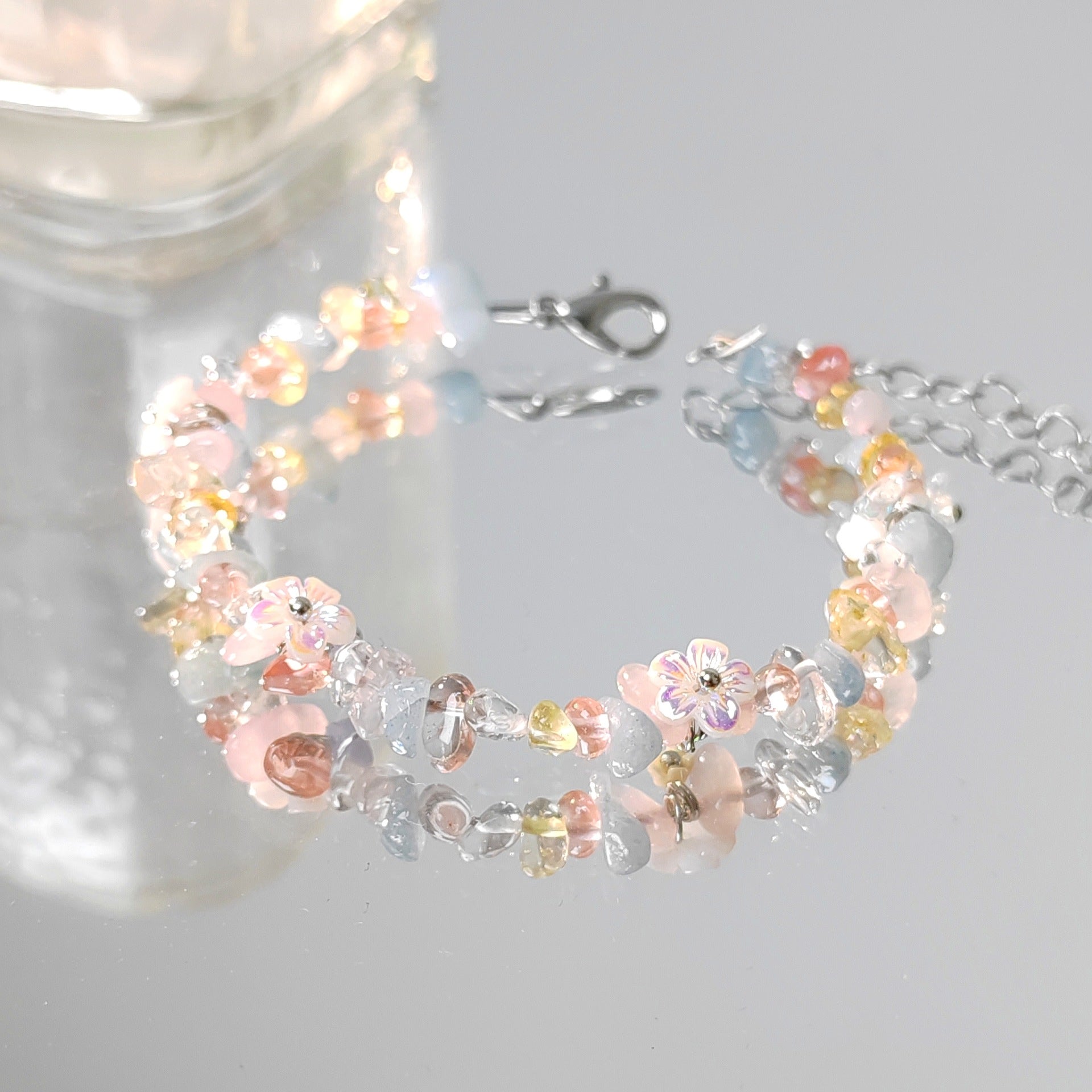 zensoullab Spring and Flower Field Dopamine Colorful Crystal Flower Bracelet