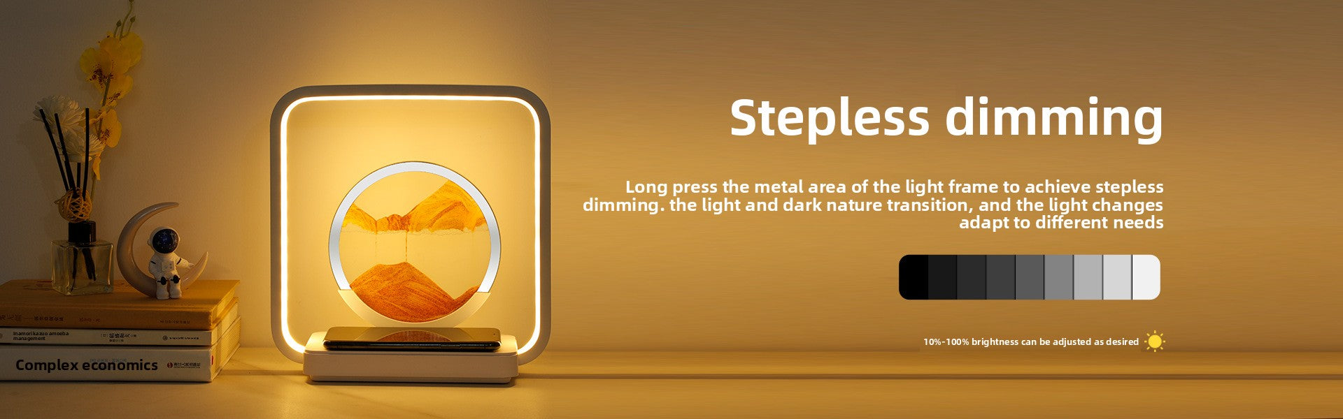 zensoullab Wireless Charging Flowing Sand Painting Table Lamp Home Living Room Bedroom Atmosphere Decorative Lamp USB Plug-in Desktop Zen Meditation Ornament Night Light
