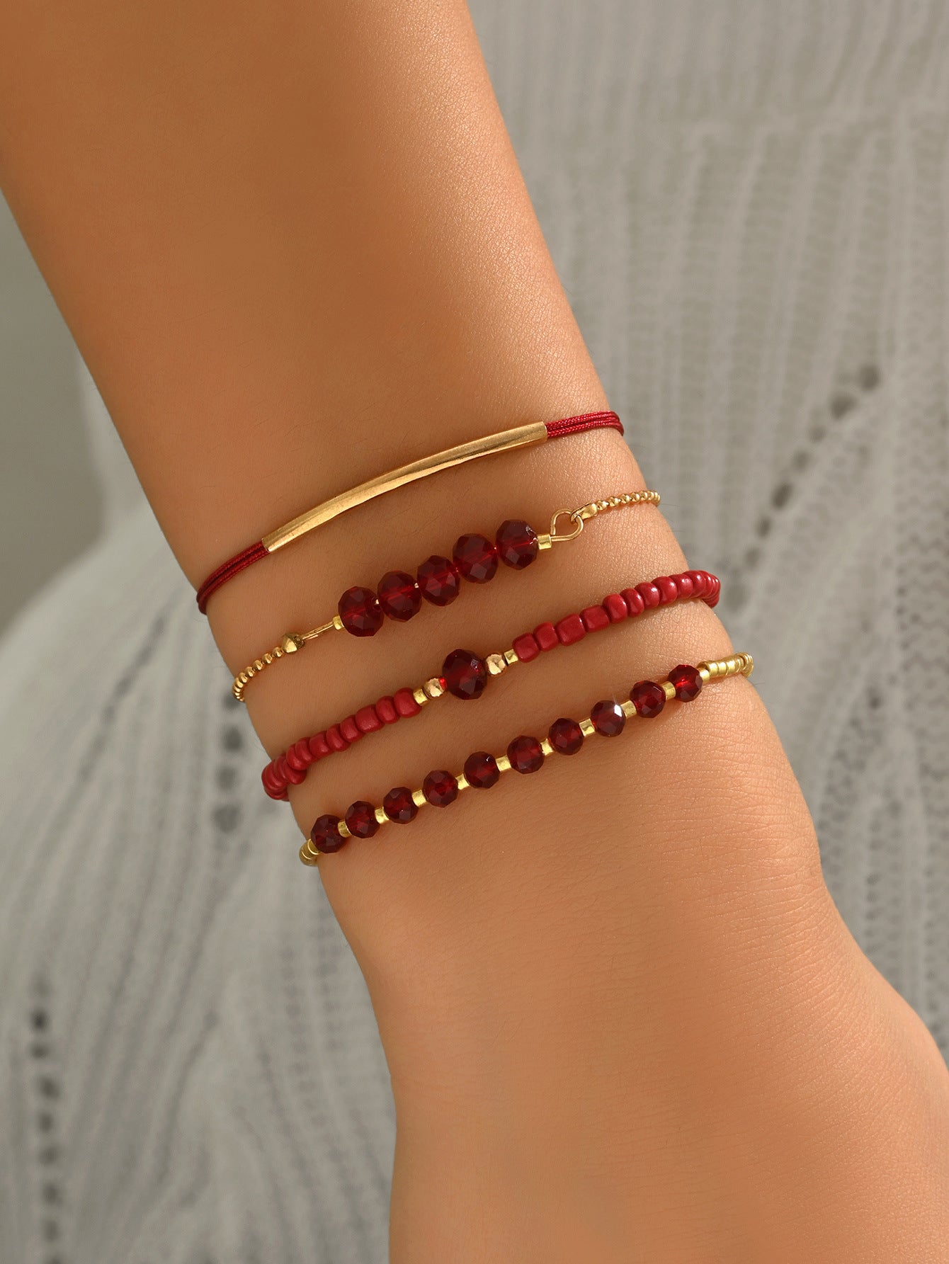 zensoullab Bohemian Vacation Style Glass Crystal Beaded Bracelet for Women Ethnic Style Stackable Elastic Bracelet