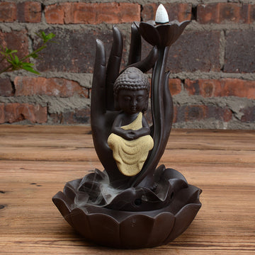 zensoullab Creative Ceramic Buddha Statue Worship Buddha Statue Ornament Western Three Saints Sandalwood Incense Burner Incense Flowing Incense Home Living Room Ornament