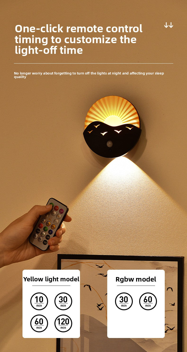 zensoullab Sunrise on the Sea Human Body Sensor Lamp USB Charging Magnetic Wall Lamp Remote Control Timer Stepless Dimming LED Night Light