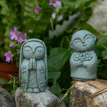 zensoullab Green Sand Stone Japanese Style Little Monk Home Aromatherapy Decoration Kyoto Kanzan Shape Fish Tank Aquarium Bonsai Matching Ornament