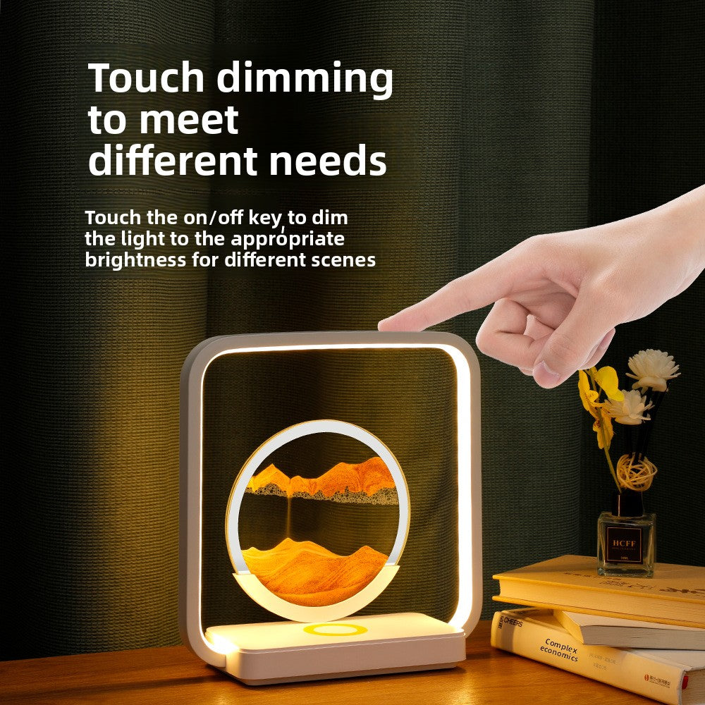 zensoullab Wireless Charging Flowing Sand Painting Table Lamp Home Living Room Bedroom Atmosphere Decorative Lamp USB Plug-in Desktop Zen Meditation Ornament Night Light