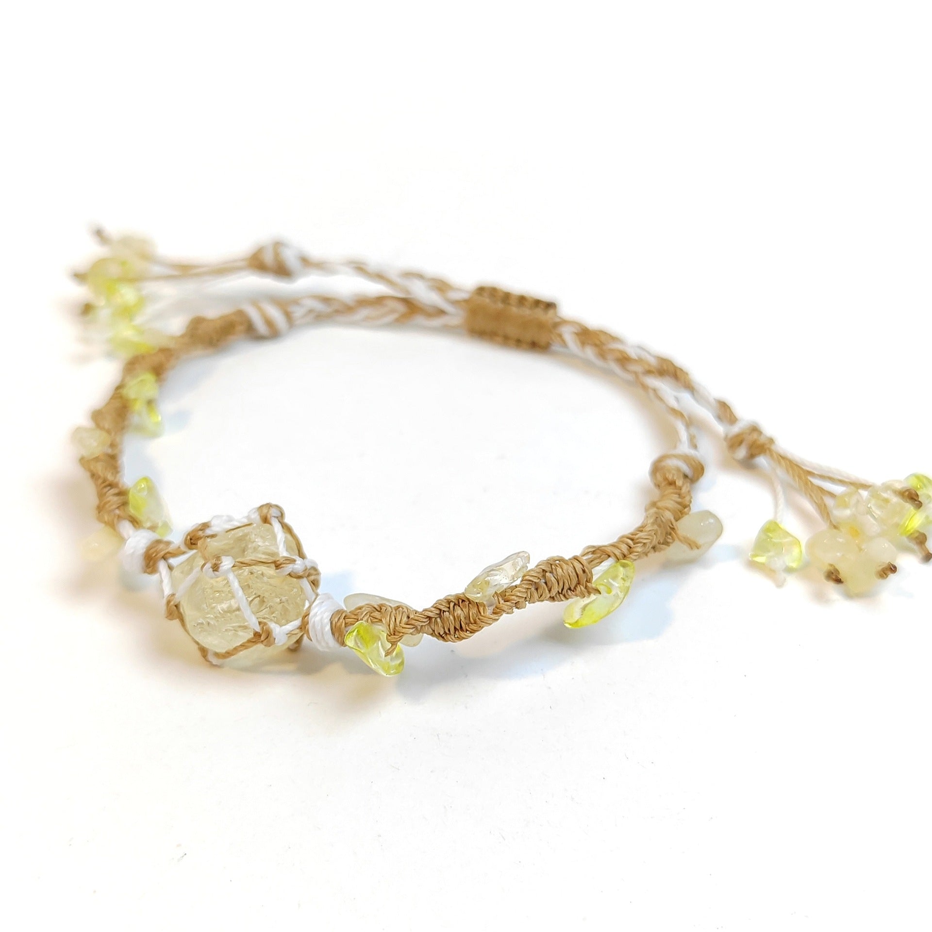 zensoullab Moonlight Catcher Hot-Selling Artificial Yellow Crystal Handmade Braided Rope Bracelet