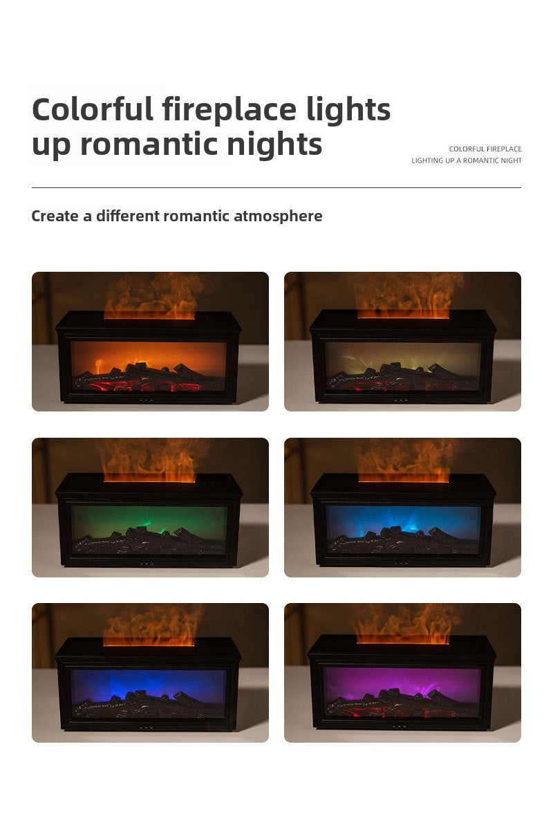 zensoullab Retro Fireplace Flame Humidifier 3D Simulation Fireplace Flame Aromatherapy Machine Home Desktop Aromatherapy Machine
