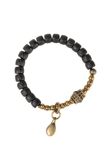 Trinity of Time | Coconut Shell & Brass Handmade Bracelet
