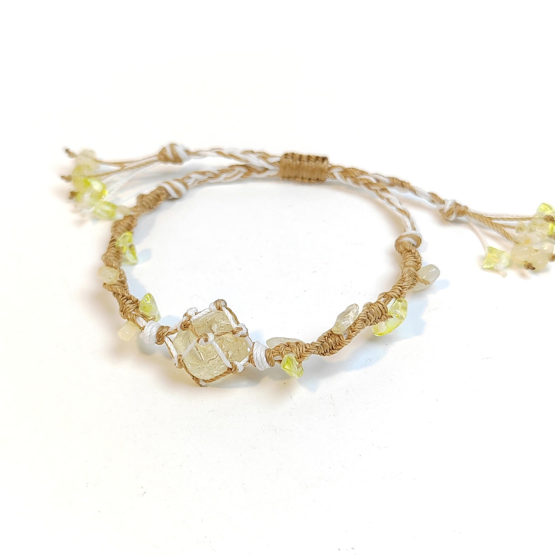 zensoullab Moonlight Catcher Hot-Selling Artificial Yellow Crystal Handmade Braided Rope Bracelet