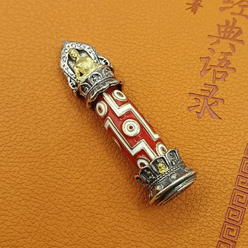 Zensoullab Retro Tibetan Dzi Bead Pendant Men's and Women's Same Ethnic Style Rotatable Personality Literary Style Necklace