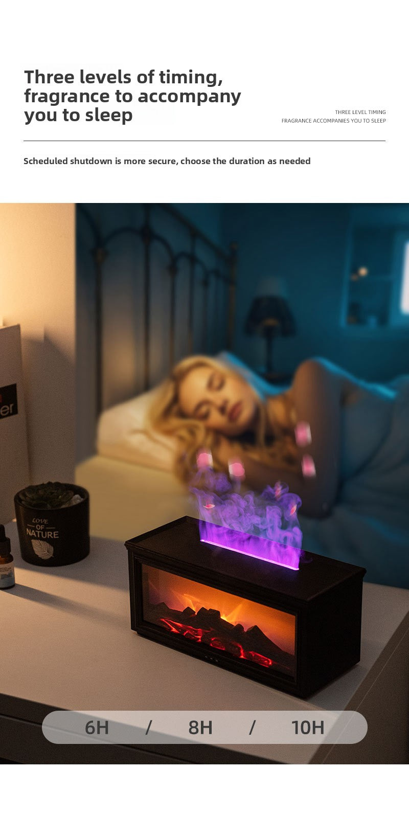 zensoullab Retro Fireplace Flame Humidifier 3D Simulation Fireplace Flame Aromatherapy Machine Home Desktop Aromatherapy Machine