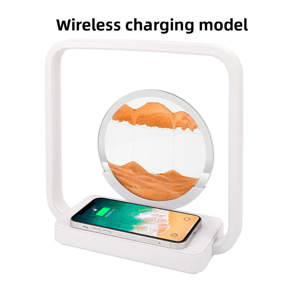 zensoullab Wireless Charging Flowing Sand Painting Table Lamp Home Living Room Bedroom Atmosphere Decorative Lamp USB Plug-in Desktop Zen Meditation Ornament Night Light