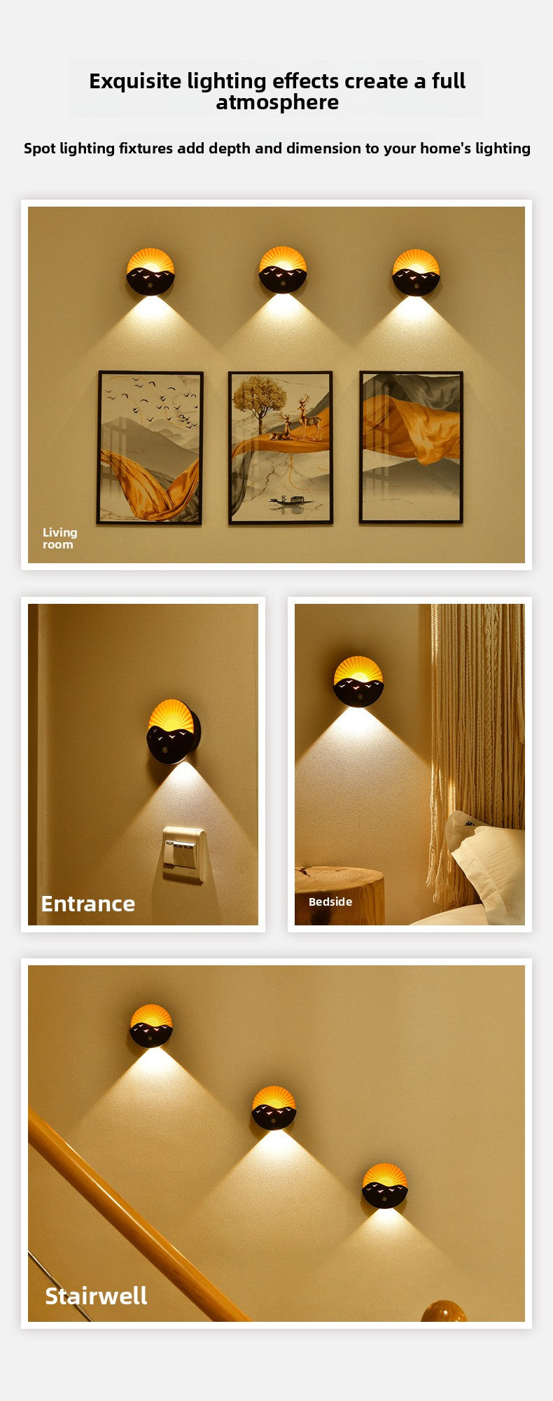 zensoullab Sunrise on the Sea Human Body Sensor Lamp USB Charging Magnetic Wall Lamp Remote Control Timer Stepless Dimming LED Night Light