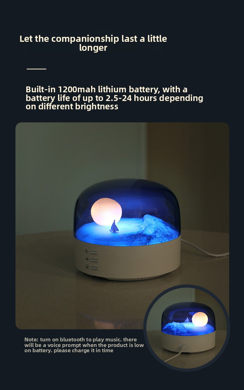 zensoullab Creative Crescent Bluetooth Speaker Night Light Multi-Functional Warm and Cool Light Bedside Stepless Dimming Minimalist Meditation Lamp