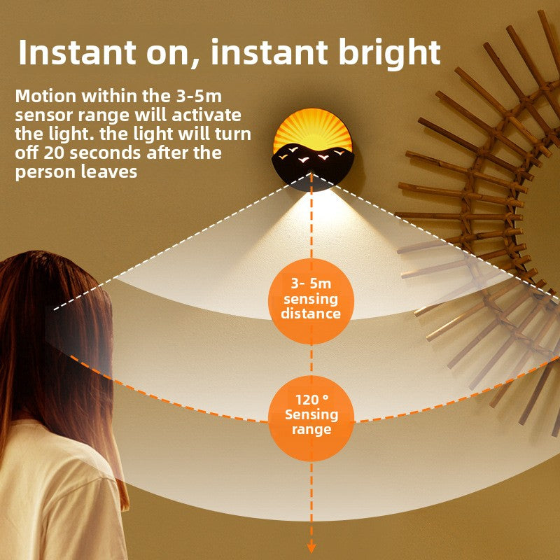 zensoullab Sunrise on the Sea Human Body Sensor Lamp USB Charging Magnetic Wall Lamp Remote Control Timer Stepless Dimming LED Night Light