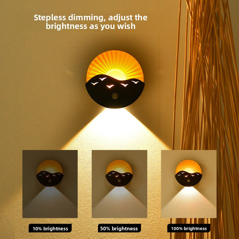 zensoullab Sunrise on the Sea Human Body Sensor Lamp USB Charging Magnetic Wall Lamp Remote Control Timer Stepless Dimming LED Night Light