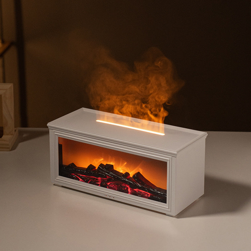 zensoullab Retro Fireplace Flame Humidifier 3D Simulation Fireplace Flame Aromatherapy Machine Home Desktop Aromatherapy Machine