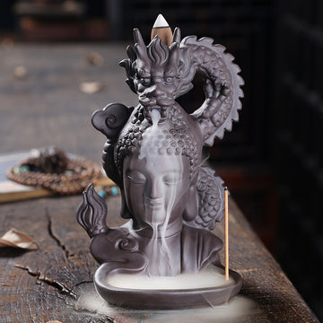 zensoullab Backflow Incense Burner Creative Ceramic Large Ornamental Decoration Indoor Tea Ceremony Antique Purple Clay Sandalwood Agarwood Incense Burner Incense Holder
