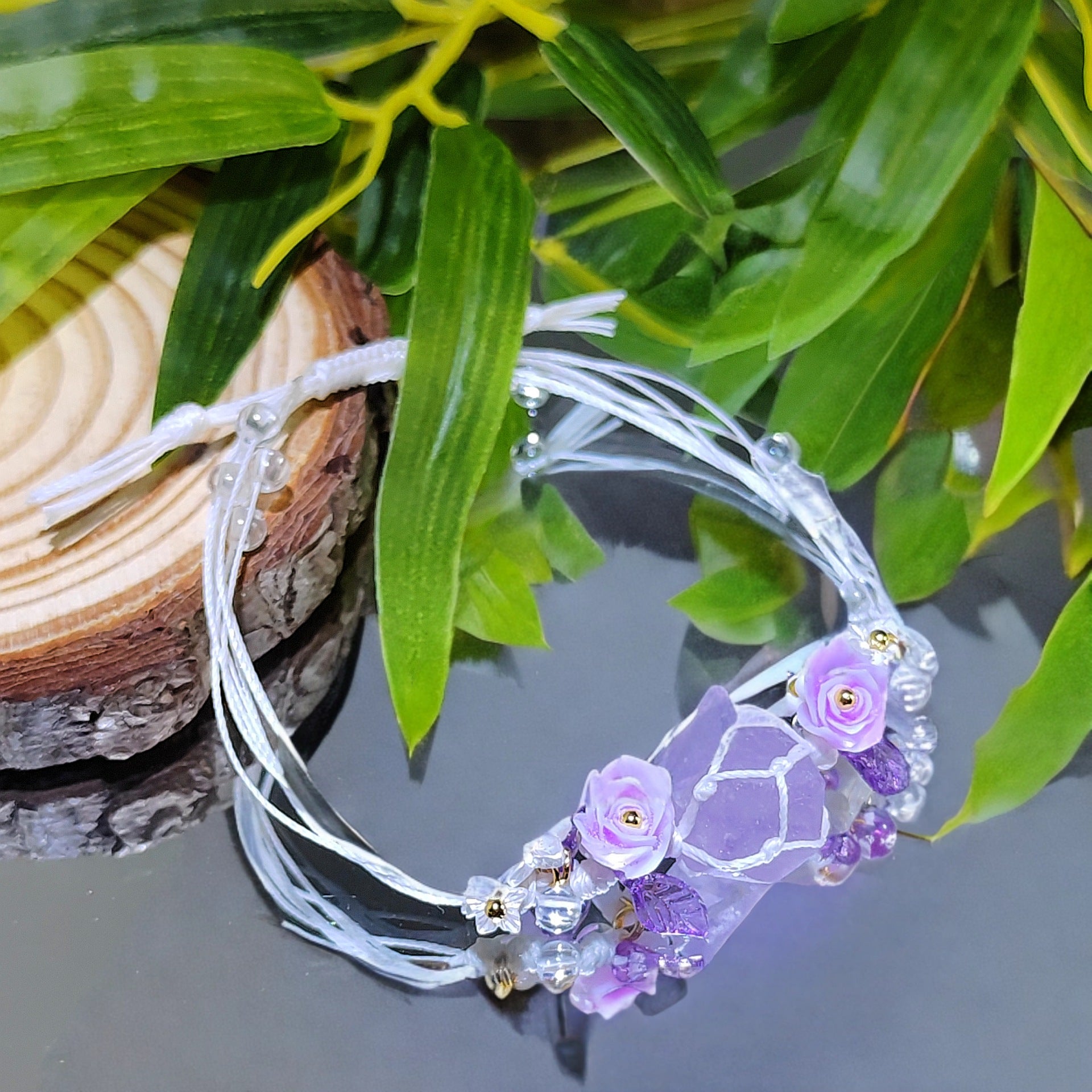 zensoullab Violet Night Natural Amethyst Crushed Stone Braided Rope