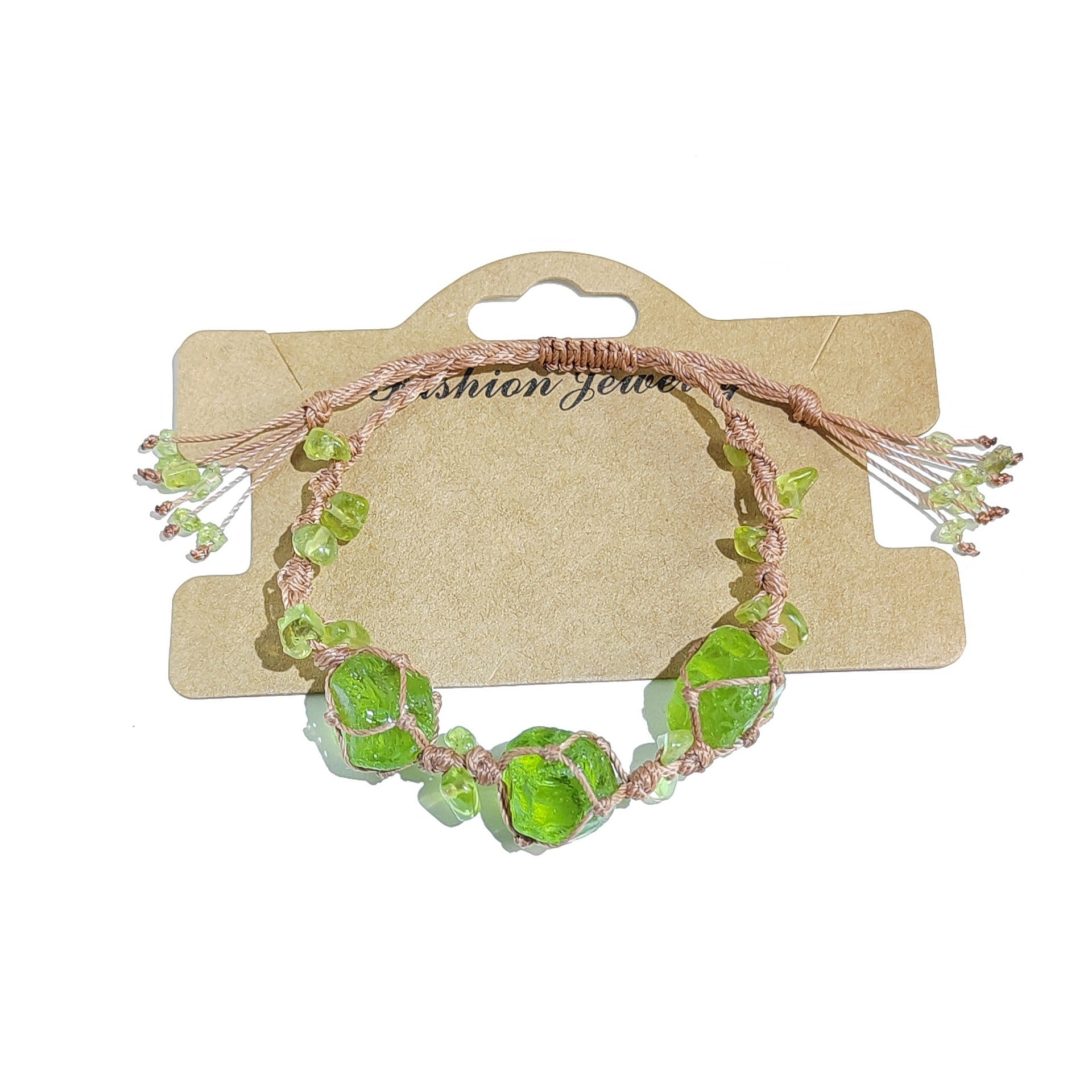 zensoullab Green Forest Fairy Garland Forest Style Handmade Crystal Peridot Bracelet