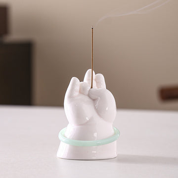 Zensoullab Creative Ceramic Buddha Hand Incense Burner Decoration Tea Ornaments Home Indoor Small Incense Burner Joss-Stick Incense Stick Holder Incense Holder Agarwood Road