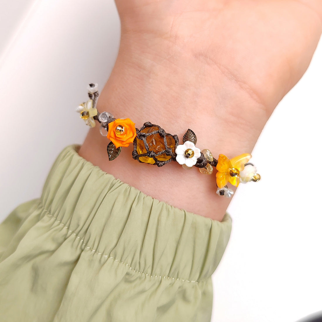 zensoullab Little Spring Day Heavy Craft Synthetic Crystal Braided Bracelet Original Design Bracelet