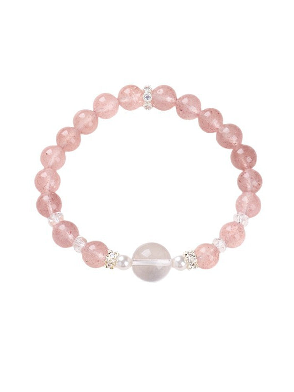 zensoullab8MM Strawberry Crystal Bracelet Peach Blossom Fashion Women's Bracelet Pearl Small Waist Crystal Bracelet