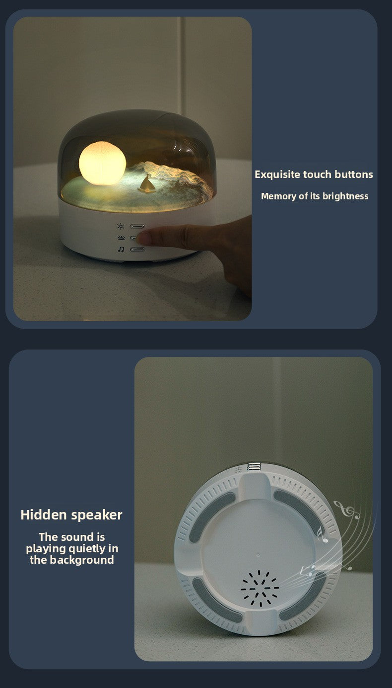 zensoullab Creative Crescent Bluetooth Speaker Night Light Multi-Functional Warm and Cool Light Bedside Stepless Dimming Minimalist Meditation Lamp