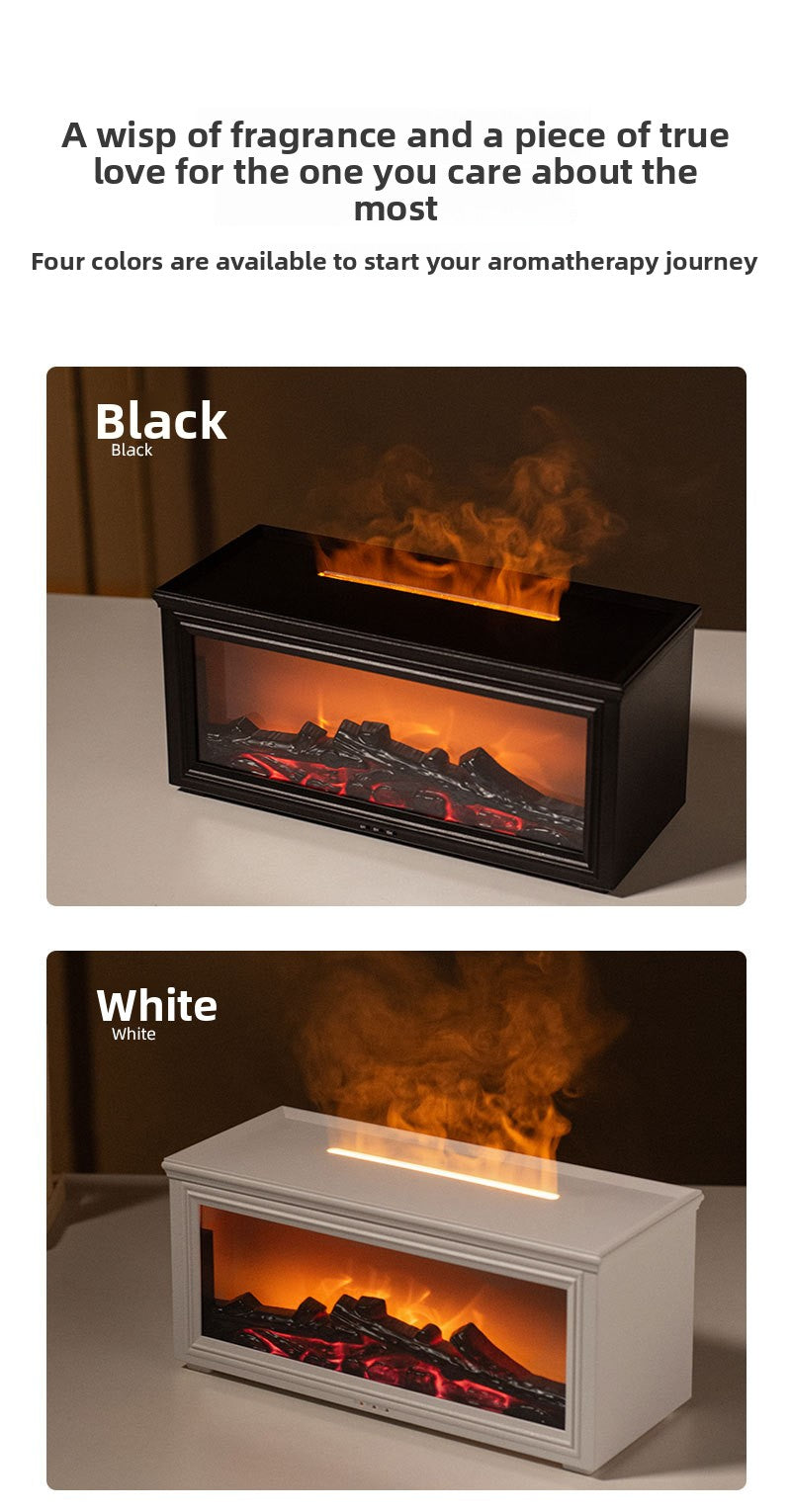 zensoullab Retro Fireplace Flame Humidifier 3D Simulation Fireplace Flame Aromatherapy Machine Home Desktop Aromatherapy Machine