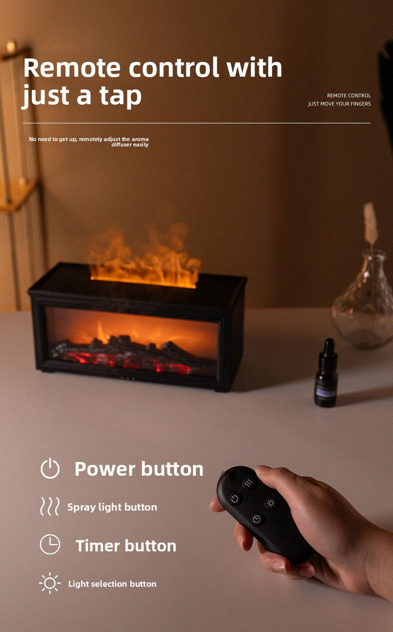 zensoullab Retro Fireplace Flame Humidifier 3D Simulation Fireplace Flame Aromatherapy Machine Home Desktop Aromatherapy Machine