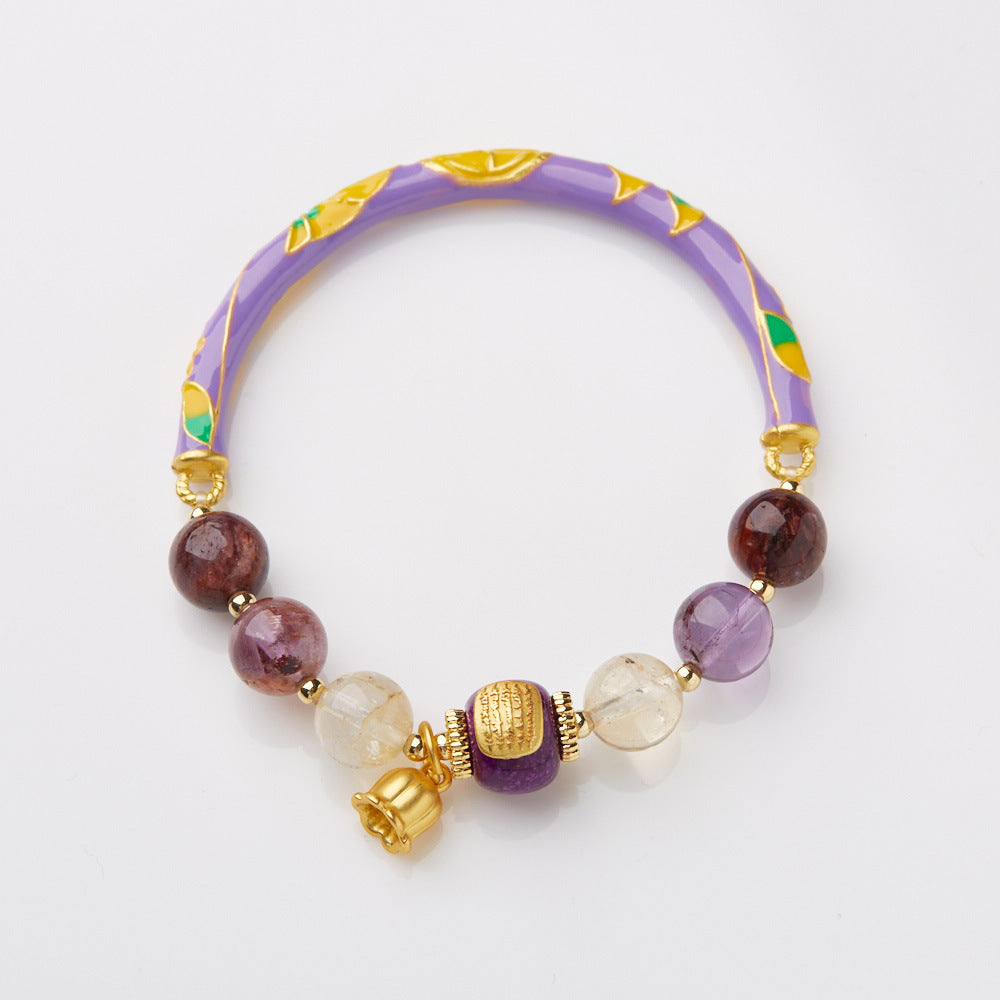 zensoullab Natural Purple Phantom Crystal Bracelet for Women Purple Lily Half Bracelet Nine Purple Fire Half Chain