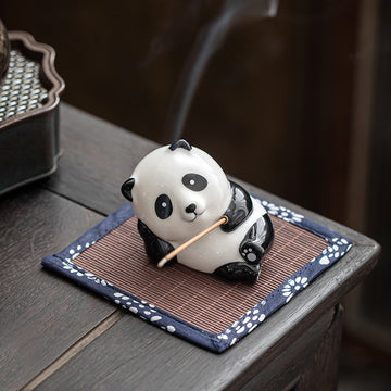 zensoullab Creative Cute Panda Hand-painted Ceramic Ornament Tea Pet Home Indoor Sandalwood Incense Holder Incense Tray Incense Stand