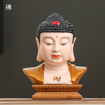 zensoullab Premium Ceramic Large Buddha Head Chinese Zen Style Buddha Statue Amitabha Buddha Tathagata Home Buddha Hall Gift Home Decoration