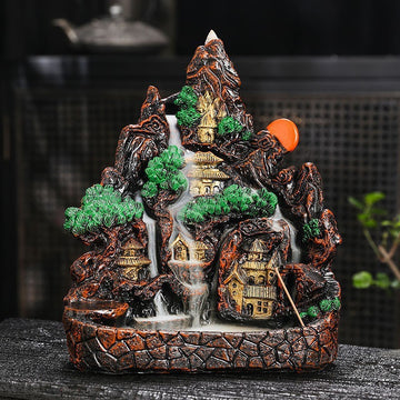 zensoullab Fake Mountain Water Flowing Wealth Ornament Home Desktop Resin Decoration Gift Housewarming Opening Living Room Wealth-Attracting Backflow Incense Burner