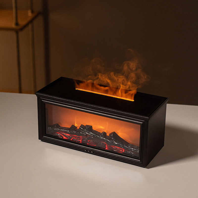 zensoullab Retro Fireplace Flame Humidifier 3D Simulation Fireplace Flame Aromatherapy Machine Home Desktop Aromatherapy Machine