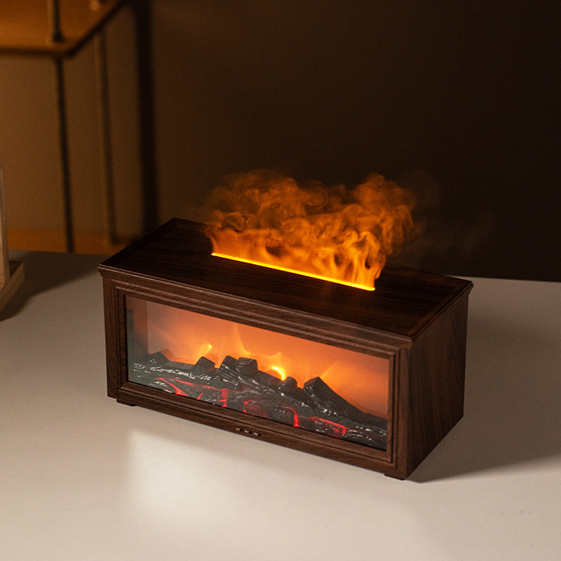 zensoullab Retro Fireplace Flame Humidifier 3D Simulation Fireplace Flame Aromatherapy Machine Home Desktop Aromatherapy Machine