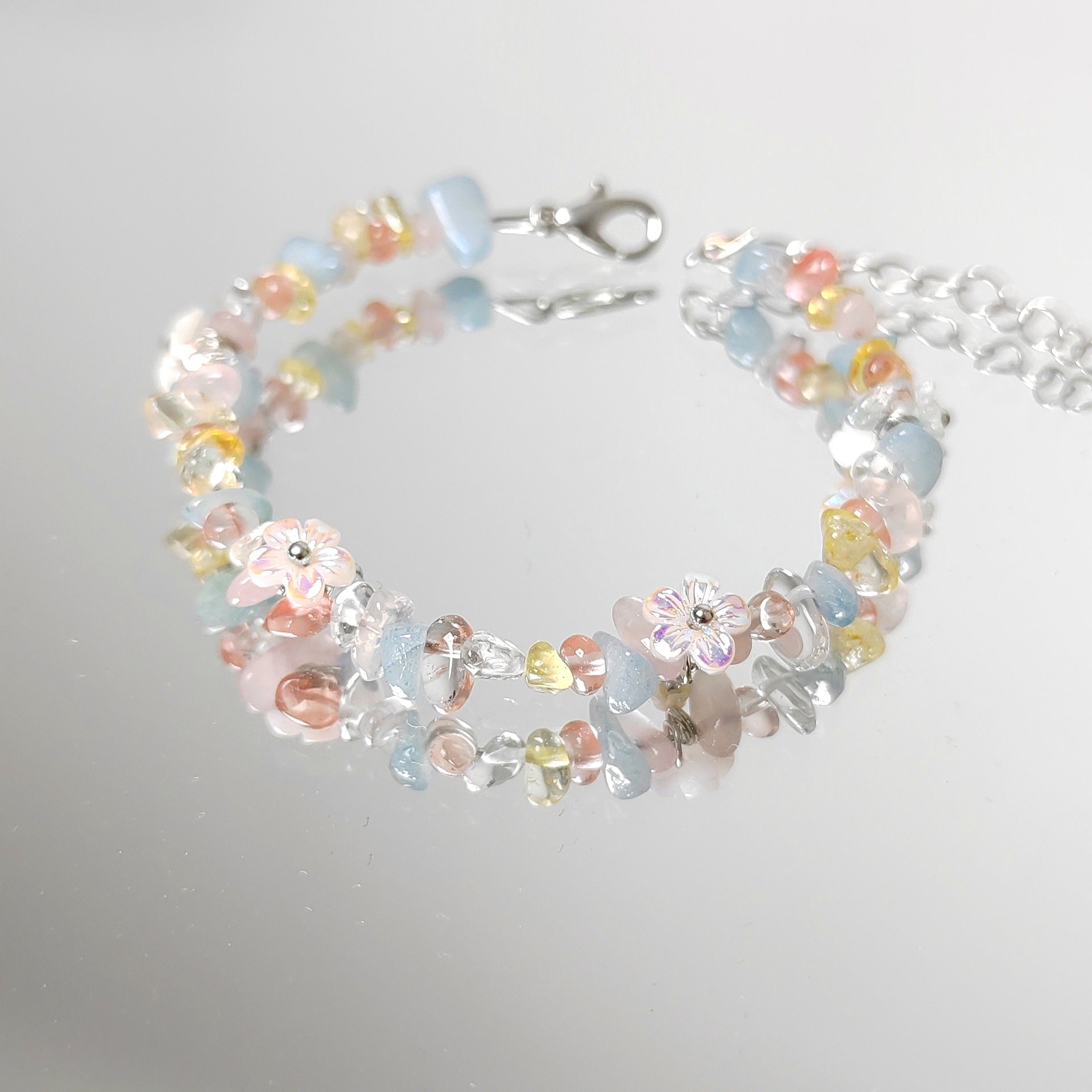 zensoullab Spring and Flower Field Dopamine Colorful Crystal Flower Bracelet
