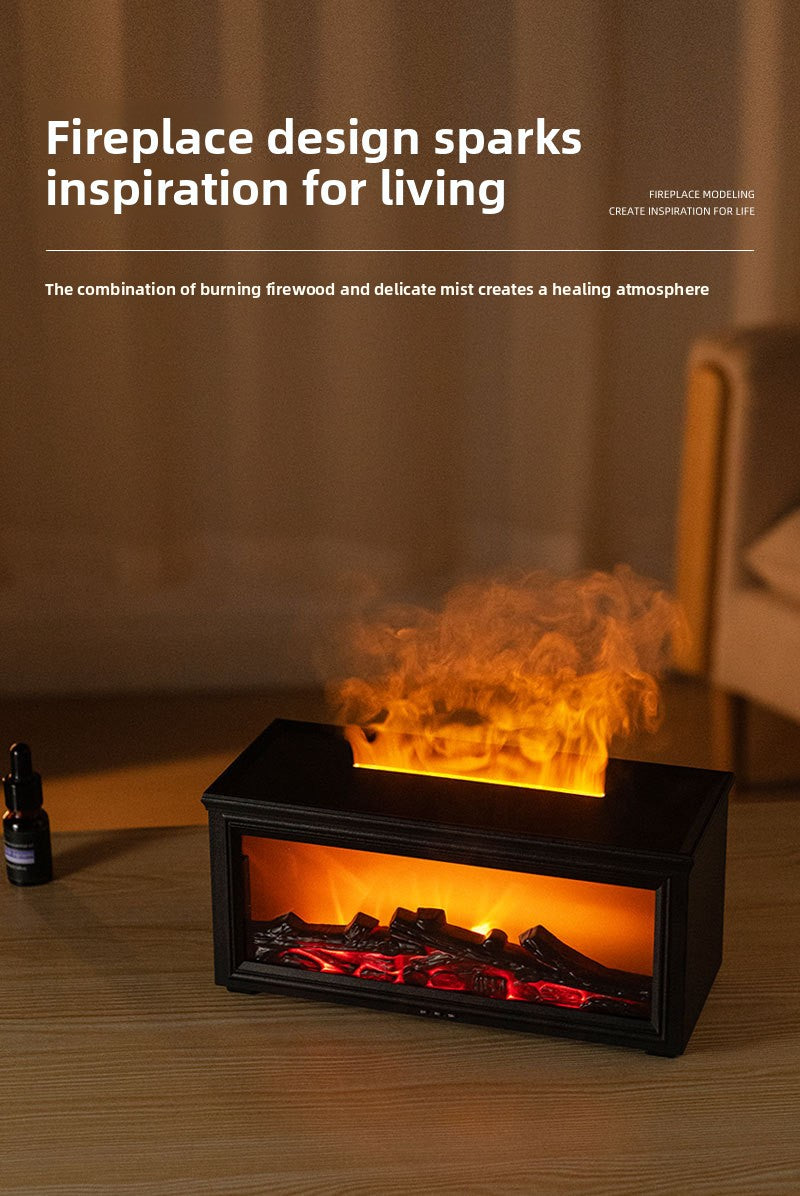 zensoullab Retro Fireplace Flame Humidifier 3D Simulation Fireplace Flame Aromatherapy Machine Home Desktop Aromatherapy Machine