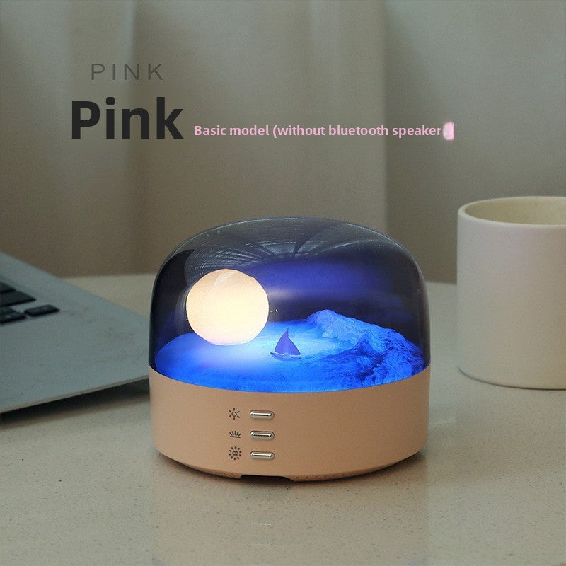 zensoullab Creative Crescent Bluetooth Speaker Night Light Multi-Functional Warm and Cool Light Bedside Stepless Dimming Minimalist Meditation Lamp