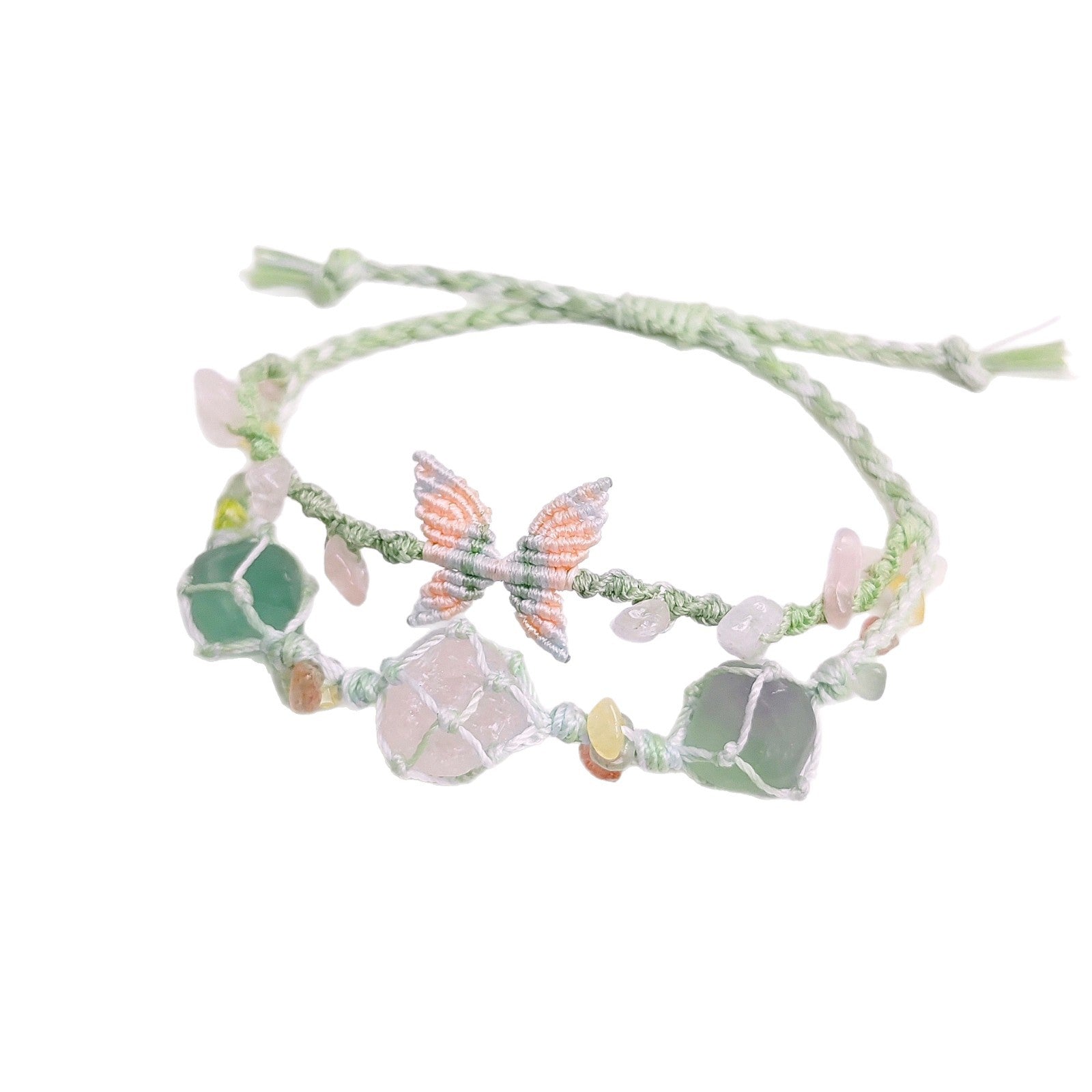 zensoullab Butterfly Stone Secret Double Layer Woven Pink Crystal Bracelet Natural Stone Heavy Craft Hot Style Fresh Versatile Gift for Friends