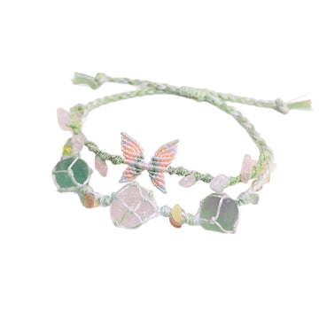 zensoullab Butterfly Stone Secret Double Layer Woven Pink Crystal Bracelet Natural Stone Heavy Craft Hot Style Fresh Versatile Gift for Friends