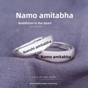 zensoullab Thai Silver Namo Amitabha Ring for Men and Women Adjustable Vintage Simple Couple Rings Jewelry