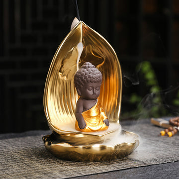 zensoullab Backflow Incense Burner Rulai Flowing Incense Gold Base Small Shaami Creative Backflow Incense Burner Home Incense Desktop Ornament