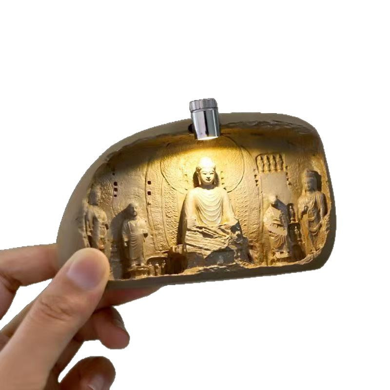 zensoullab Luoyang Longmen Grottoes Night Light Fridge Magnet Buddha Relief Magnetic Museum Cultural Creative Zen Meditation Ornament