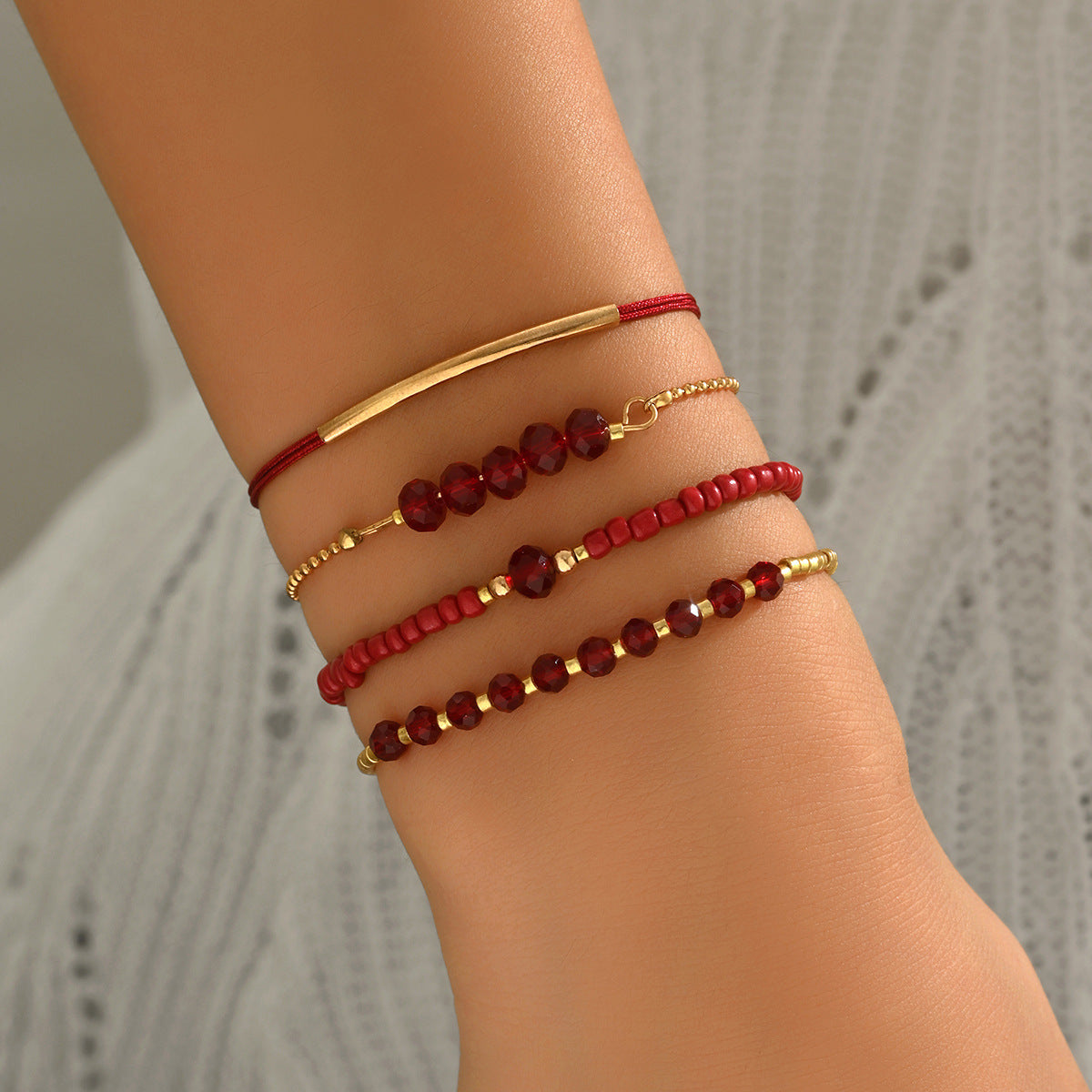 zensoullab Bohemian Vacation Style Glass Crystal Beaded Bracelet for Women Ethnic Style Stackable Elastic Bracelet
