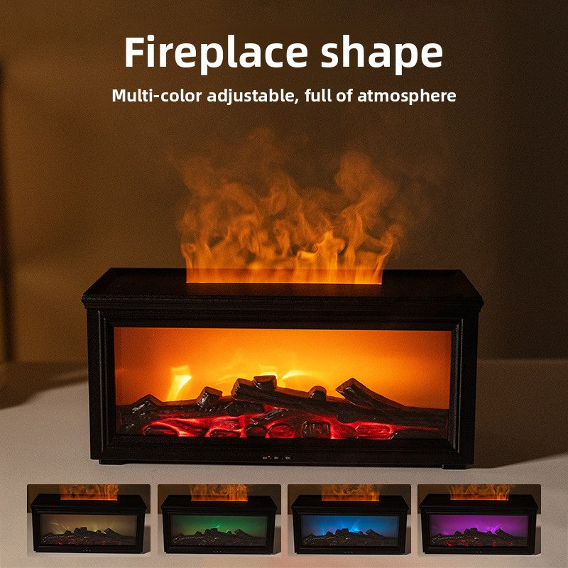 zensoullab Retro Fireplace Flame Humidifier 3D Simulation Fireplace Flame Aromatherapy Machine Home Desktop Aromatherapy Machine